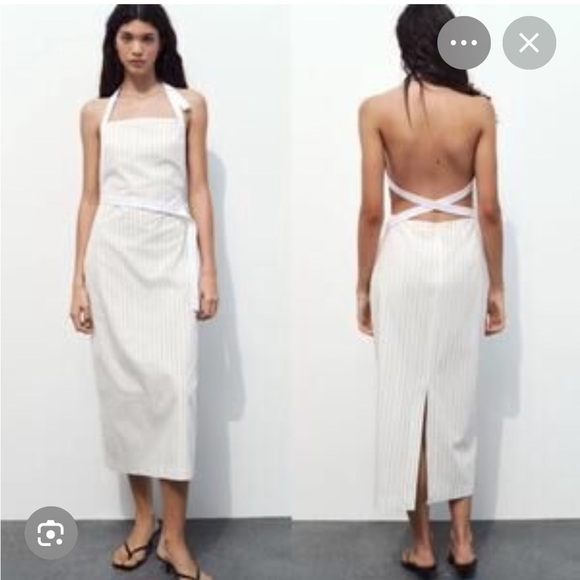 Spring /summer 🌺 NWT ZARA GABARDINE PINSTRIPE HALTER  DRESS SIZE S
🚨PRICE FIRM - Picture 3 of 7